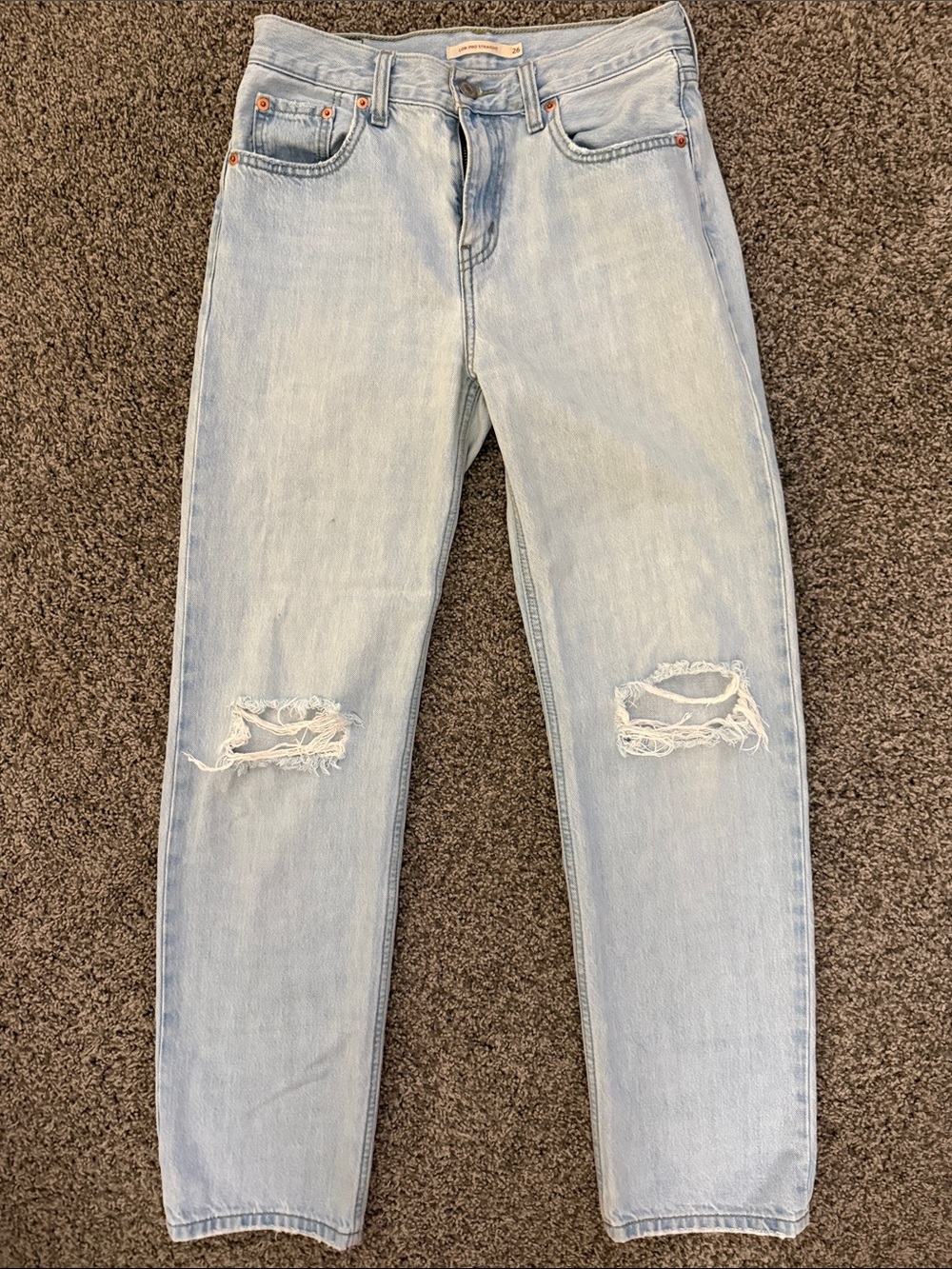 Levi's Light Blue Slim Straight Distressed Jeans